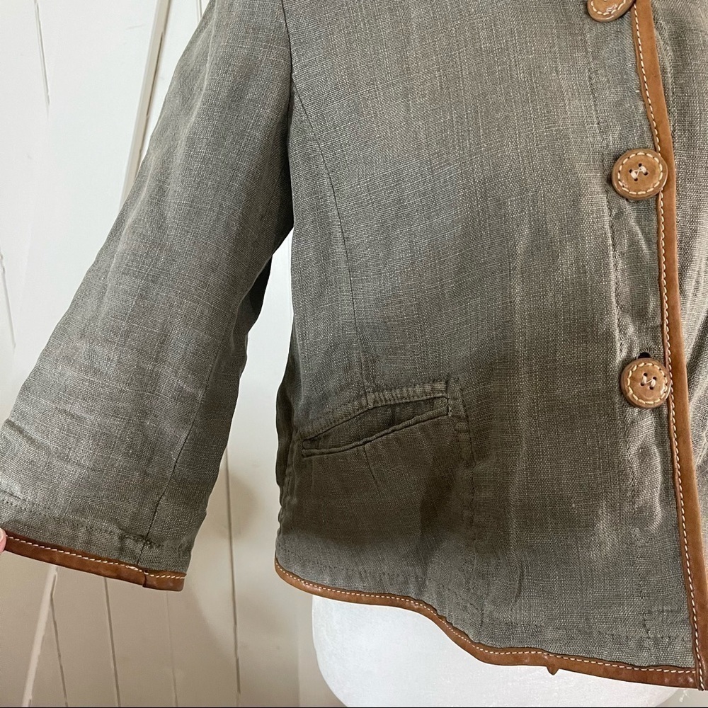 Min Miu Green Button Down Jacket Size 40 - image 3